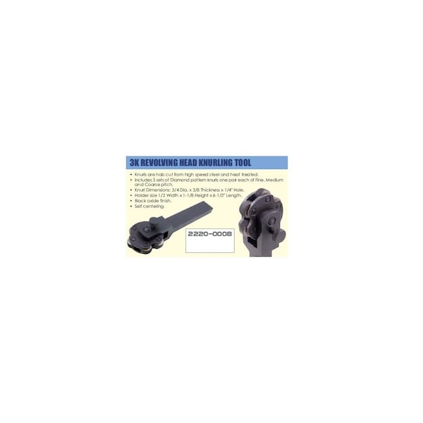 H & H Industrial Products 3K Revolving Head Knurling Tool With 3 Sets Of Knurls 2220-0008 - main